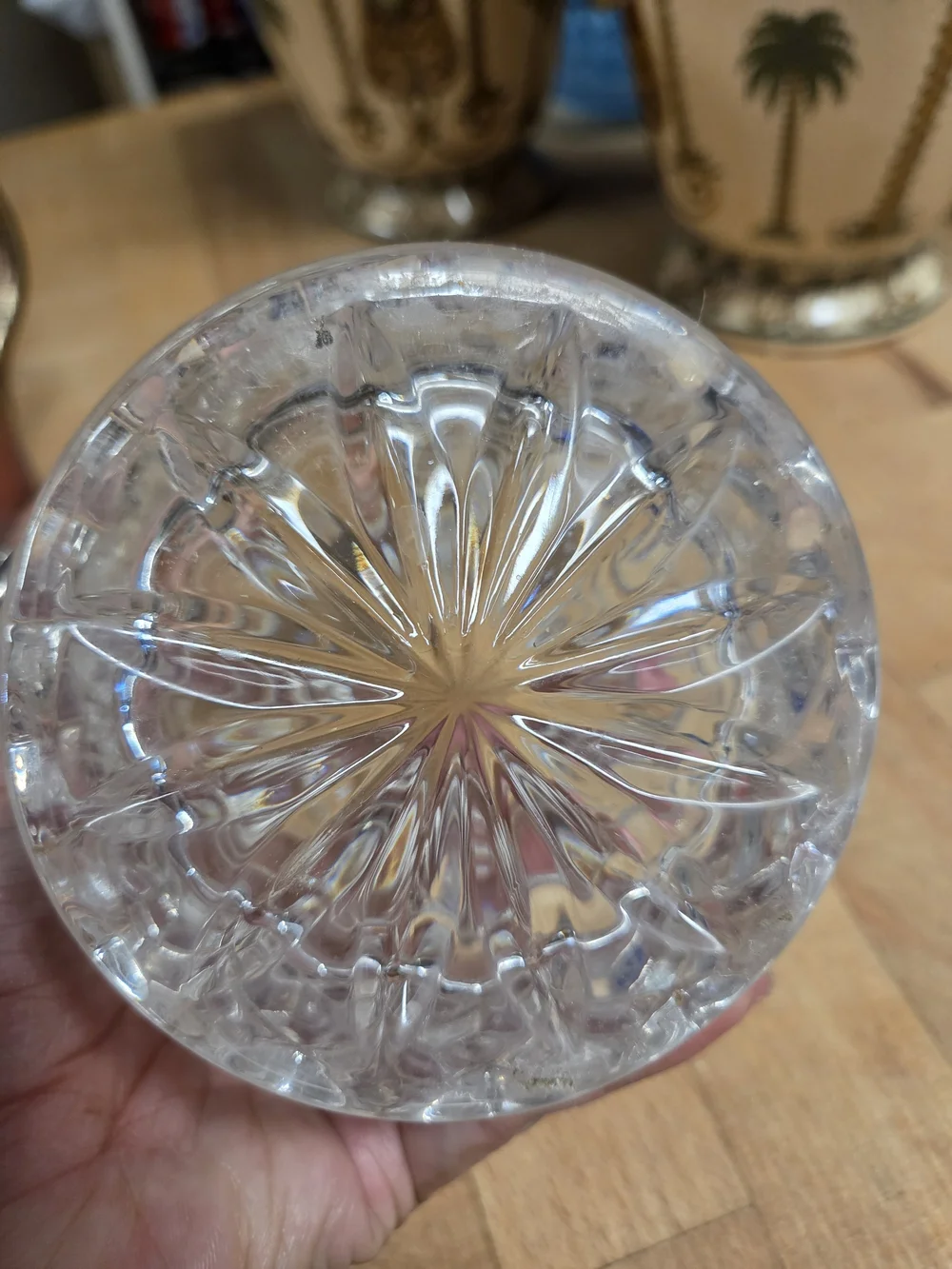 Vintage lead crystal cylinder container or small vase